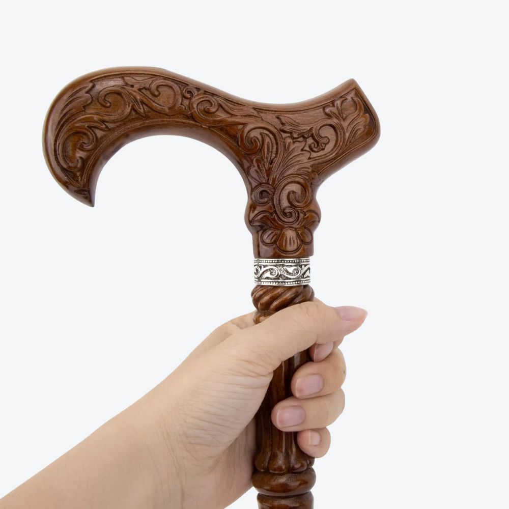 Bengala Clássica Vitoriana em Madeira Esculpida - Bastoni