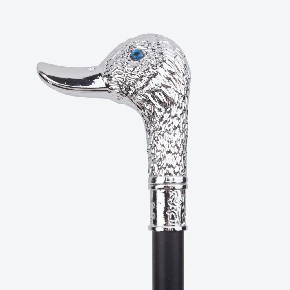 Bengala Clássica de Luxo Pato Imperial Prata Esculpida - Bastoni