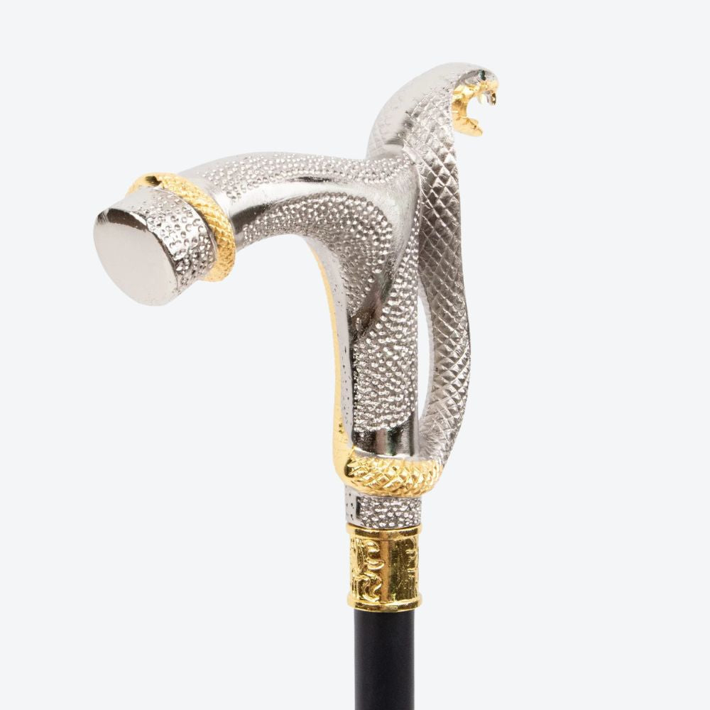 Bengala Elegante Vintage Cobra Metálica - Bastoni