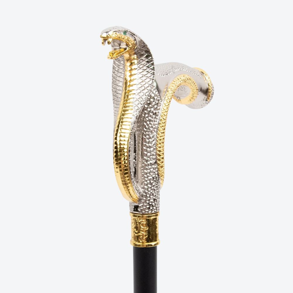 Bengala Elegante Vintage Cobra Metálica - Bastoni