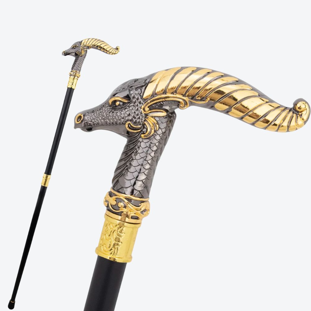 Bengala Metálica Cabra Montesa Prata Escura/Dourado - Bastoni