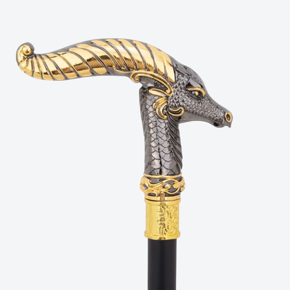 Bengala Metálica Cabra Montesa Prata Escura/Dourado - Bastoni