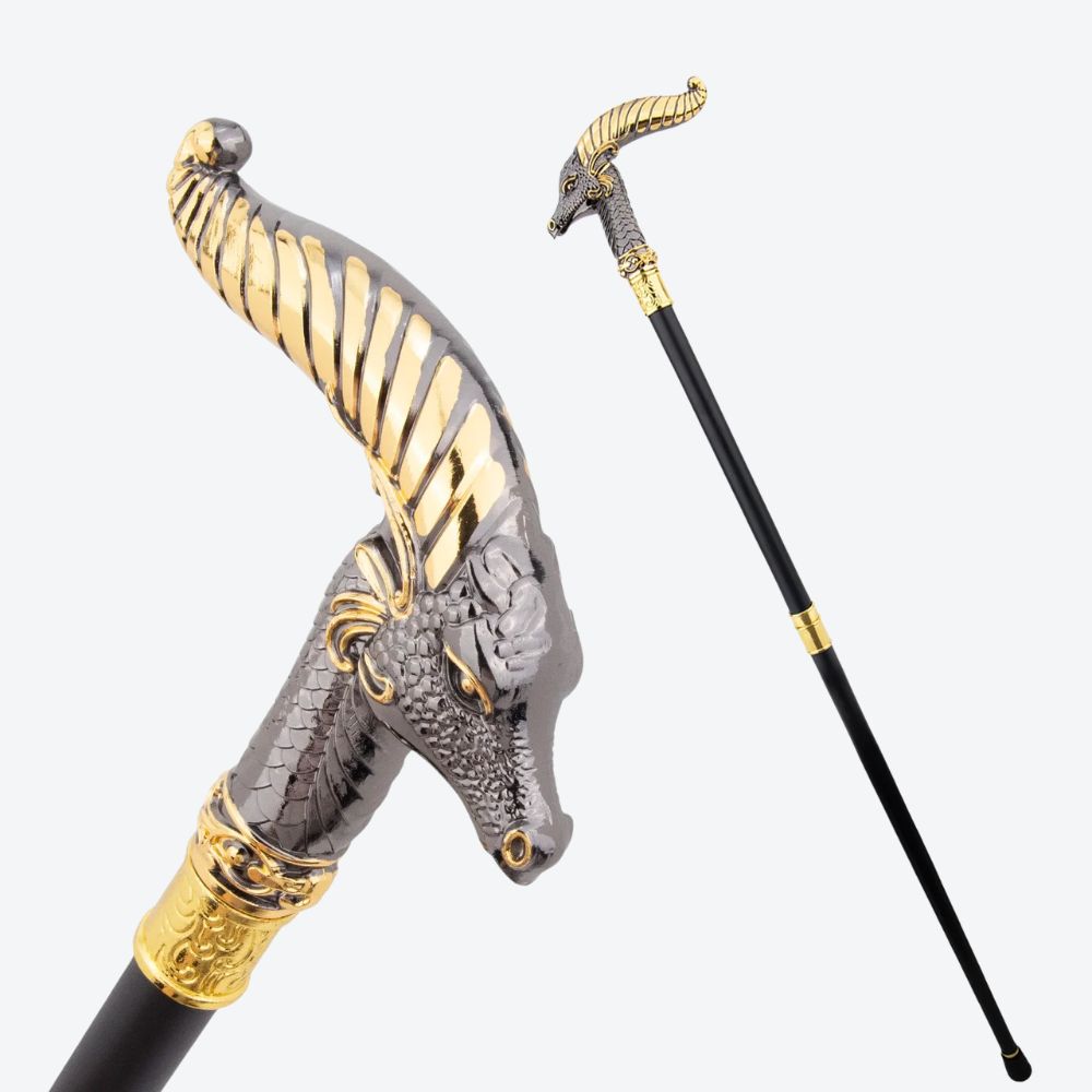 Bengala Metálica Cabra Montesa Prata Escura/Dourado - Bastoni
