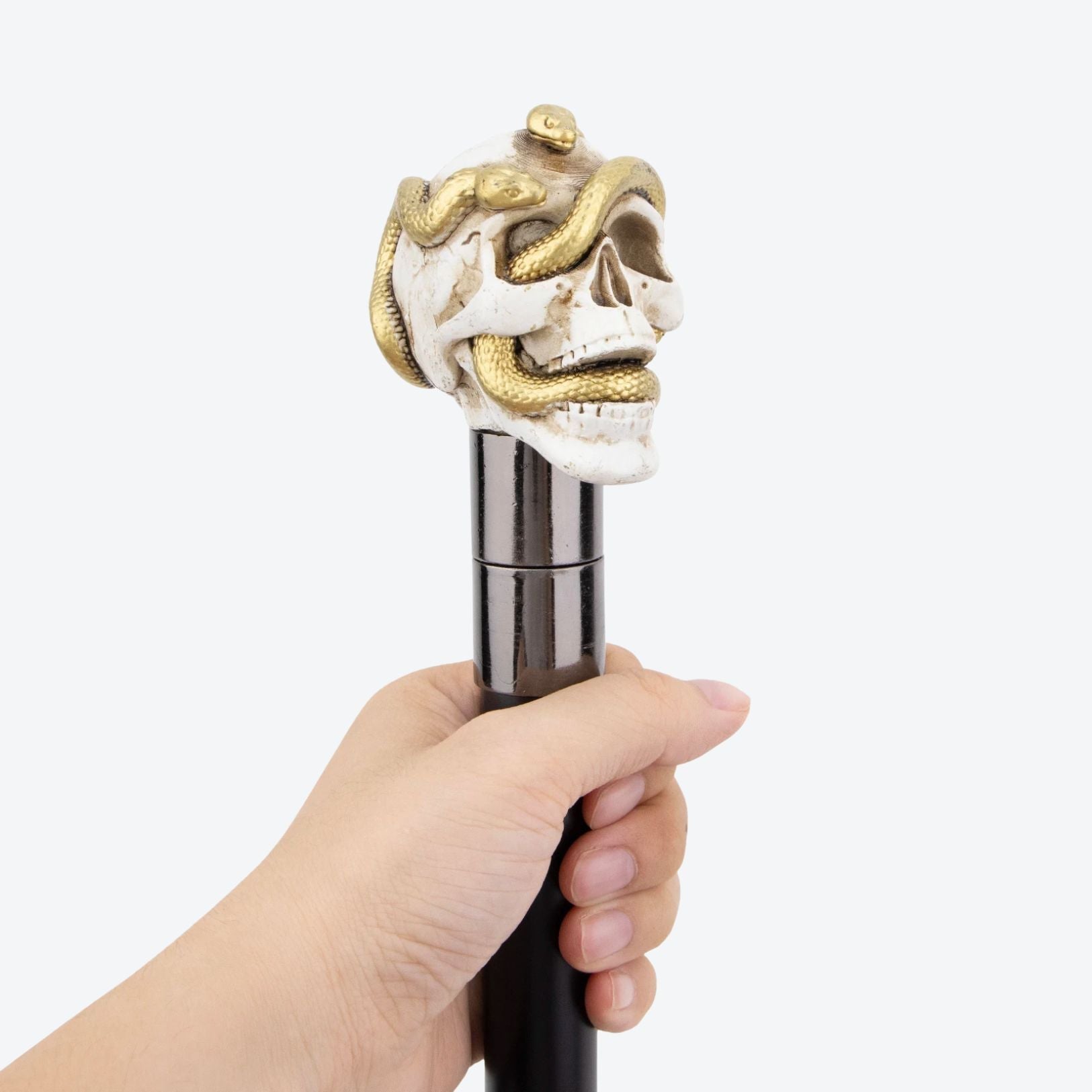 Bengala Metálica Caveira com Serpente Dourada - Bastoni