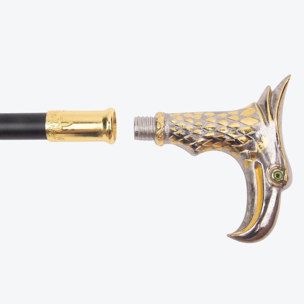 Bengala Metálica Elegante Águia Oriental Prata/Dourado - Bastoni