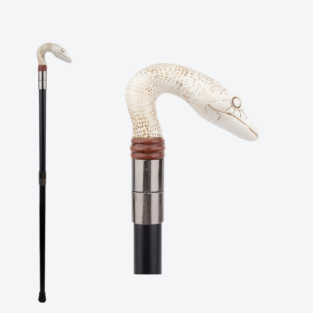 Bengala Metálica Elegante Píton Branca - Bastoni