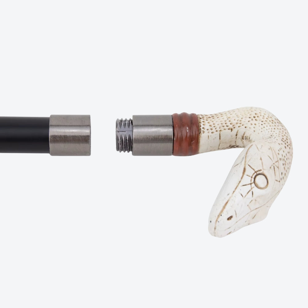 Bengala Metálica Elegante Píton Branca - Bastoni