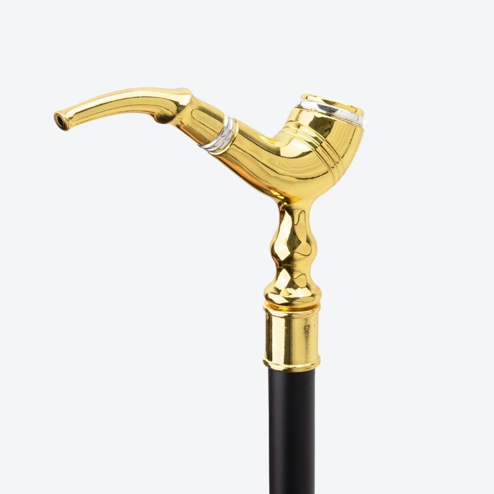 Bengala Metálica Estilo Cachimbo Dourado - Bastoni