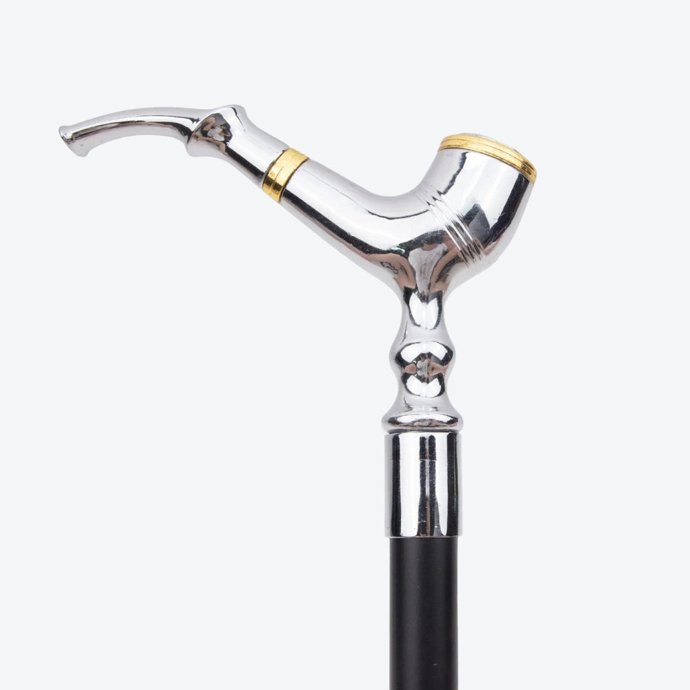 Bengala Metálica Estilo Cachimbo Prata - Bastoni