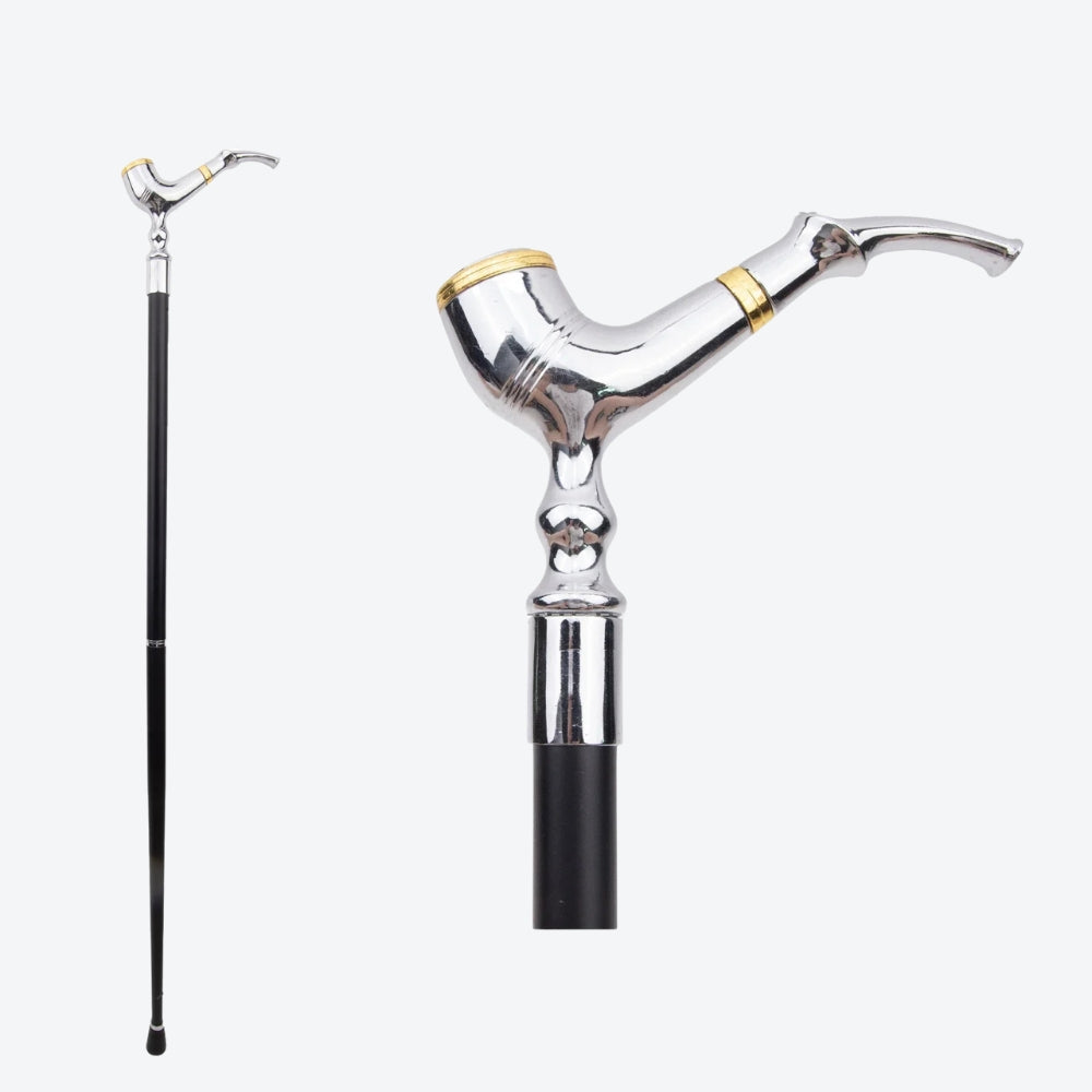 Bengala Metálica Estilo Cachimbo Prata - Bastoni