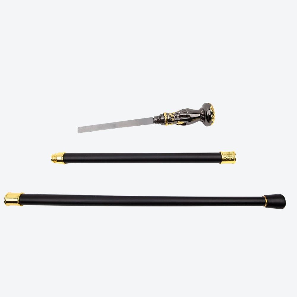 Bengala Metálica Flor Nobre Preto/Dourada - Bastoni