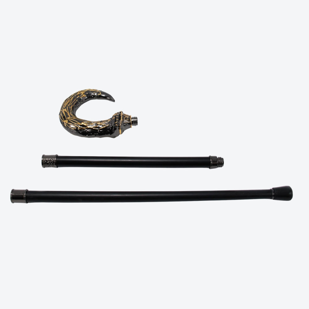 Bengala Metálica Harpia Curva Preta/Prata - Bastoni