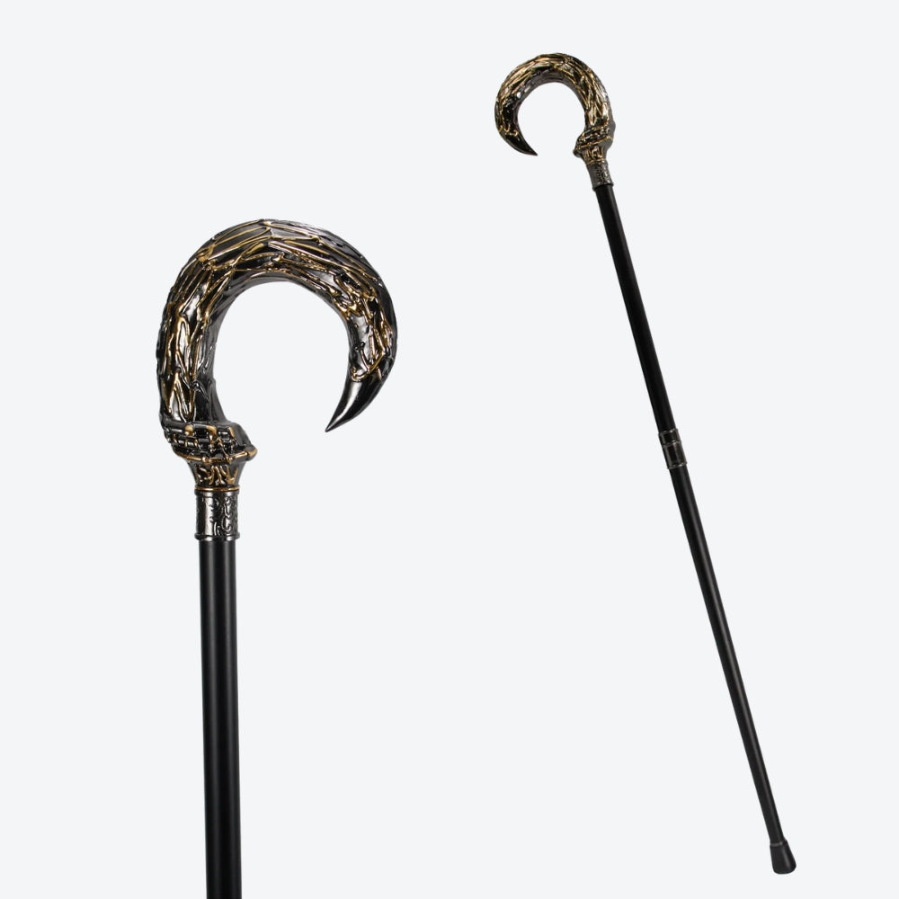 Bengala Metálica Harpia Curva Preta/Prata - Bastoni