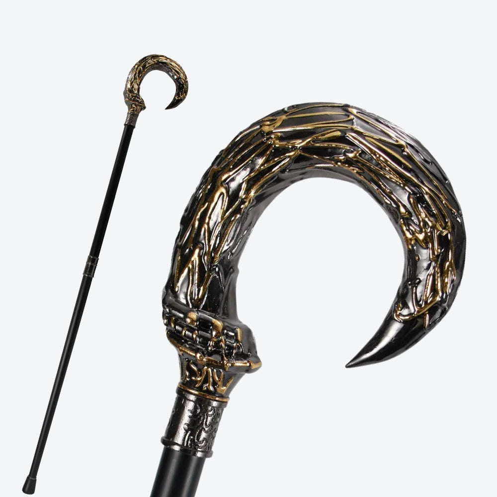 Bengala Metálica Harpia Curva Preta/Prata - Bastoni