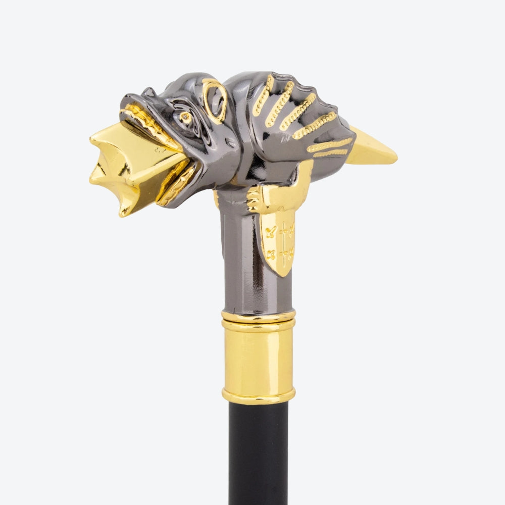 Bengala Metálica Lagarto Dourado/Prata - Bastoni