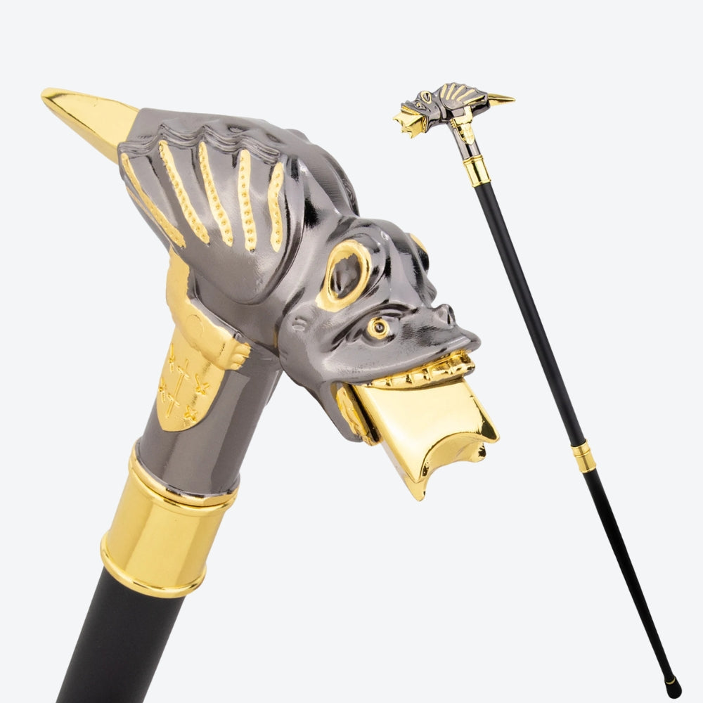 Bengala Metálica Lagarto Dourado/Prata - Bastoni