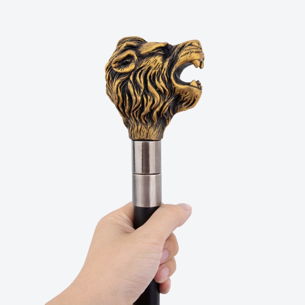 Bengala Metálica Leão Escultural Bronze Escurecido - Bastoni
