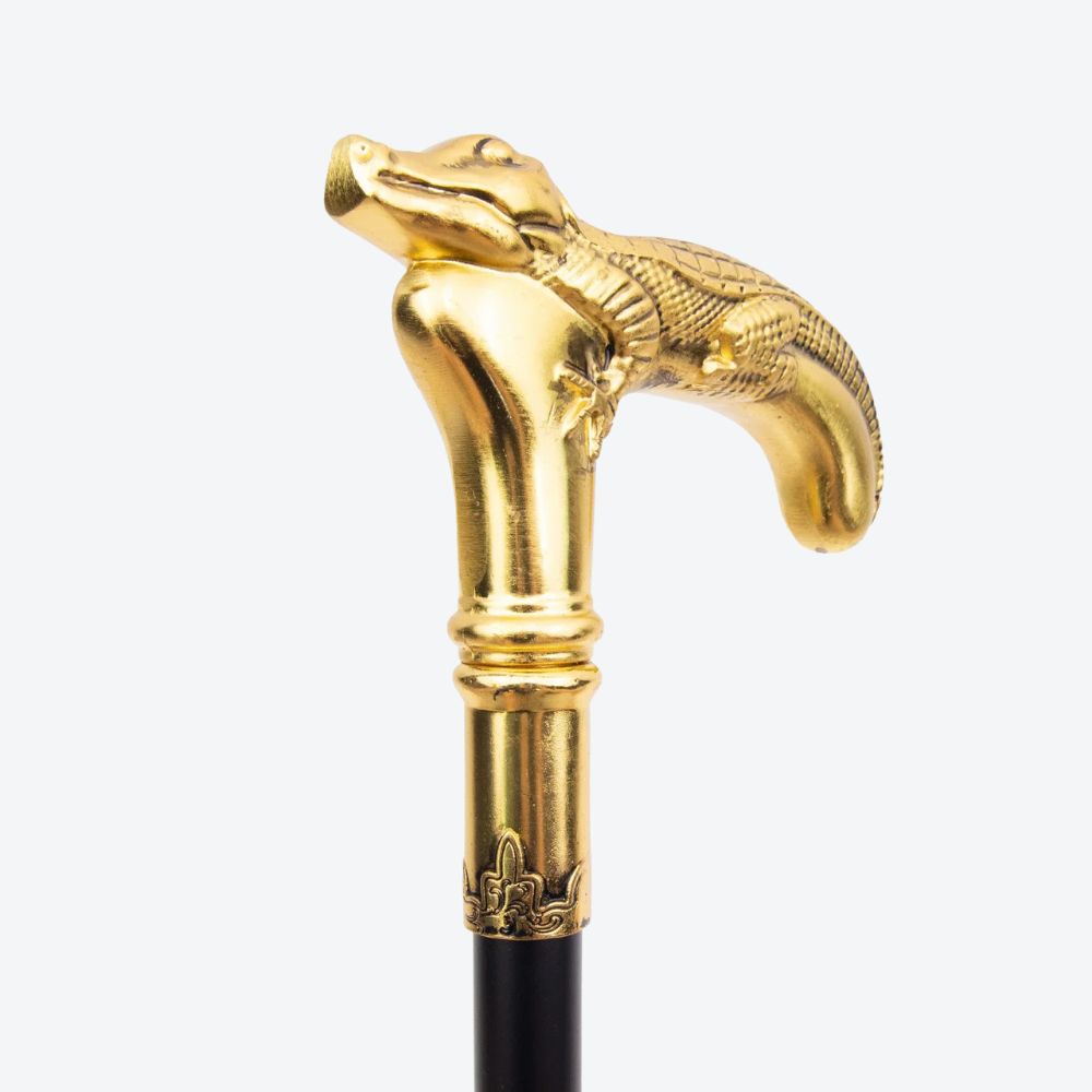 Bengala Metálica Rústica Crocodilo Dourado - Bastoni