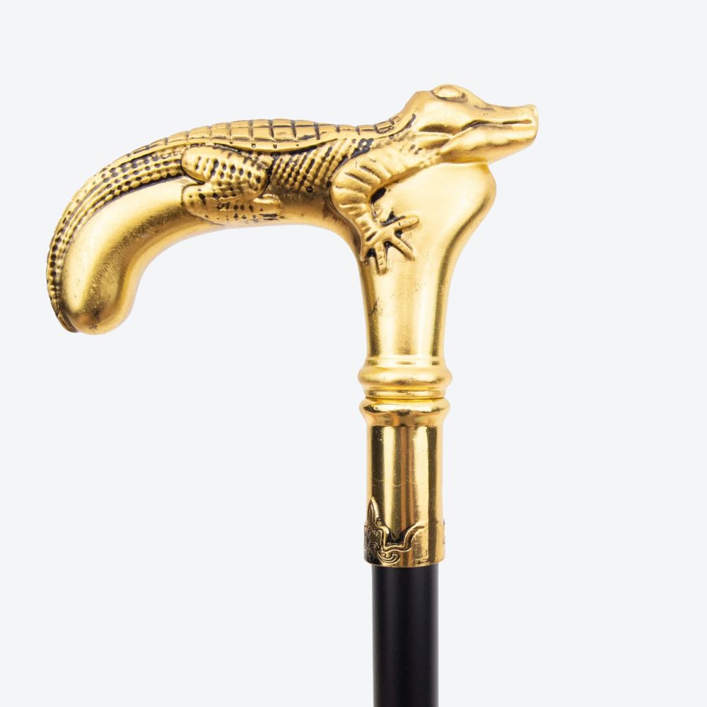 Bengala Metálica Rústica Crocodilo Dourado - Bastoni