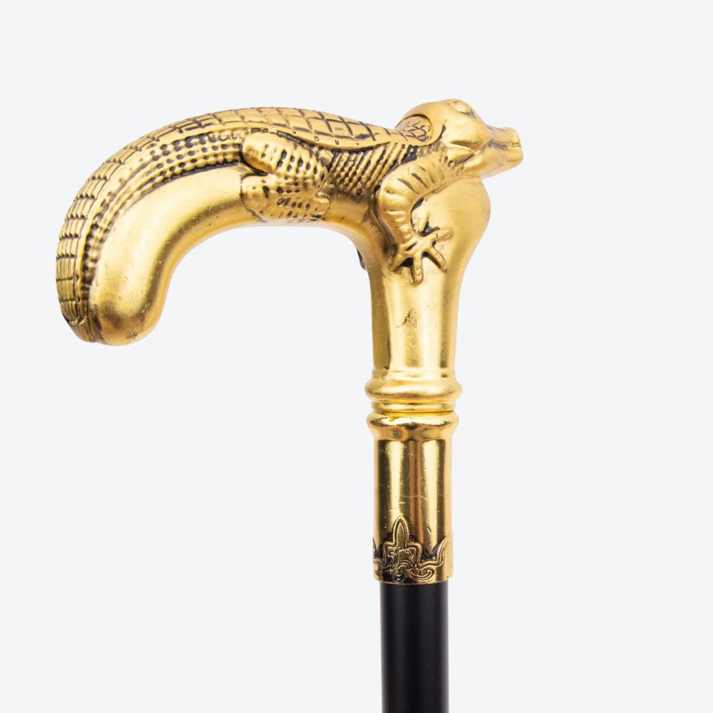 Bengala Metálica Rústica Crocodilo Dourado - Bastoni
