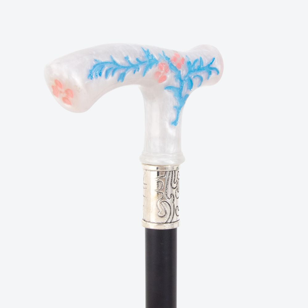 Bengala Metálica Vintage Flores de Verão Branco/Azul - Bastoni