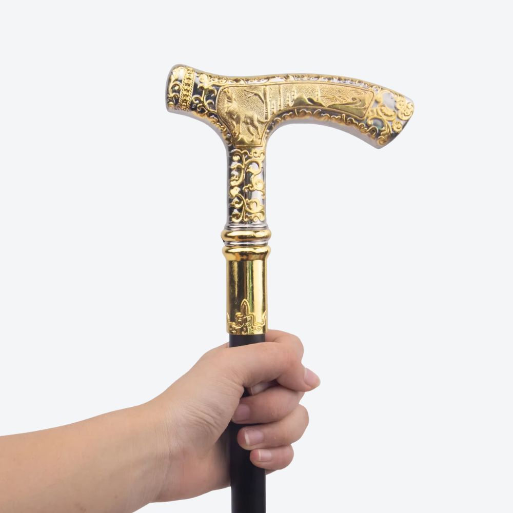 Bengala Metálica Lobo Dourado - Bastoni