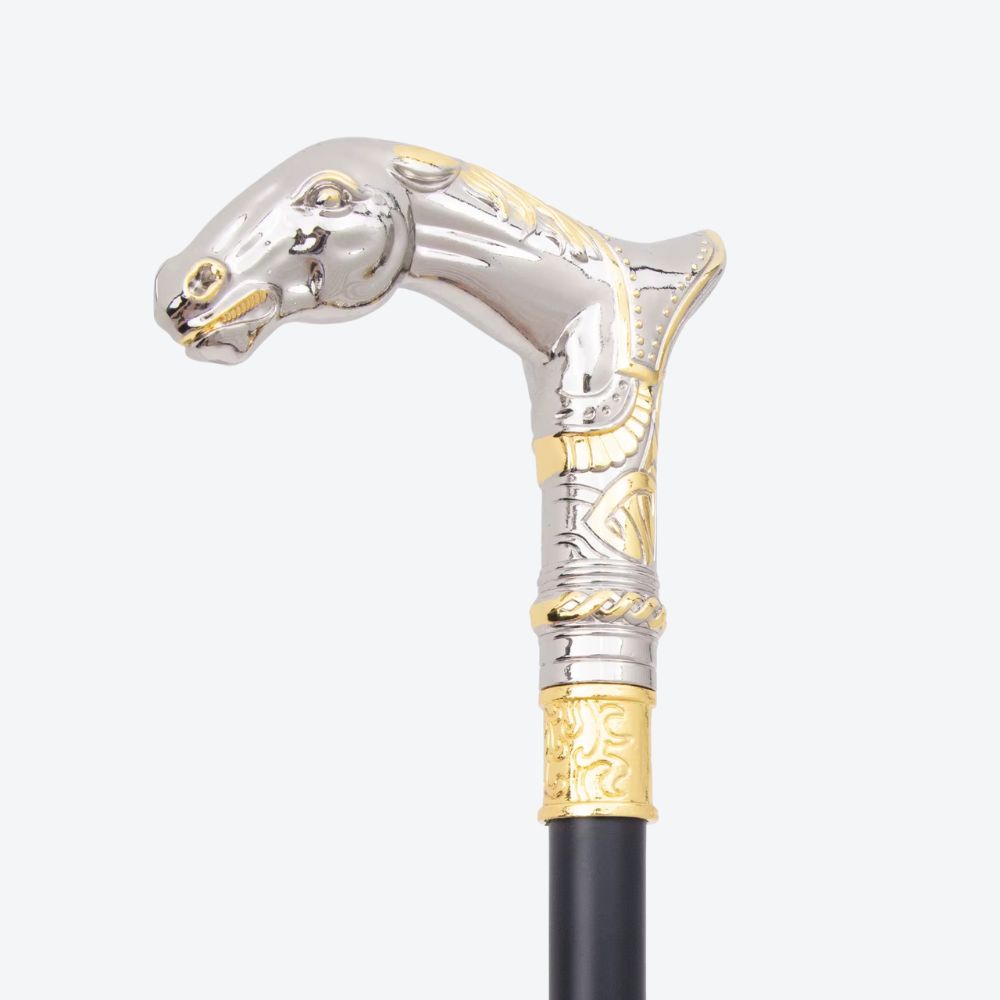 Bengala Metálica de Luxo Cavalo Dourado - Bastoni