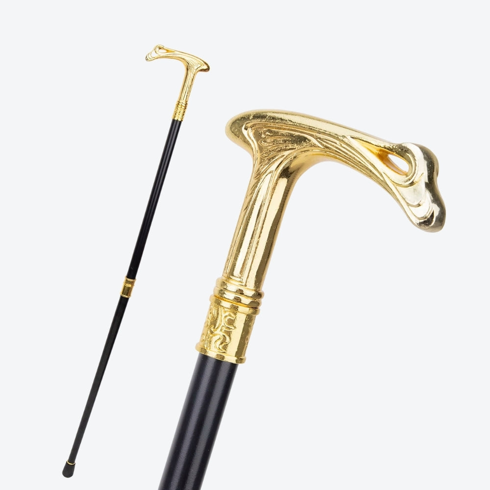 Bengala Vintage Magnata Esculpida Dourada/Preto - Bastoni