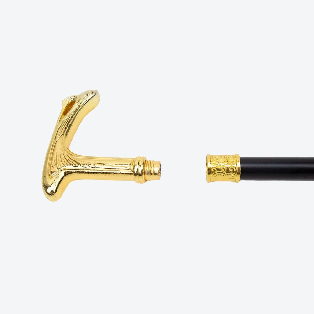 Bengala Vintage Magnata Esculpida Dourada/Preto - Bastoni