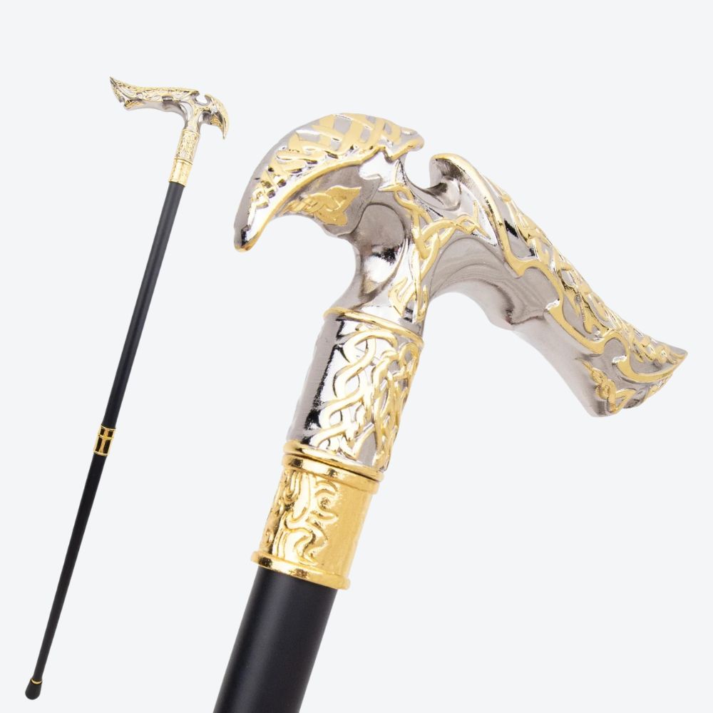 Bengala Vintage Nórdica em Alumínio Prata/Dourado - Bastoni