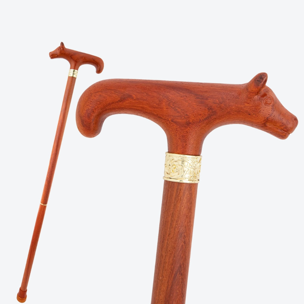 Bengala Vintage de Madeira Vermelha Urso Nobre - Bastoni