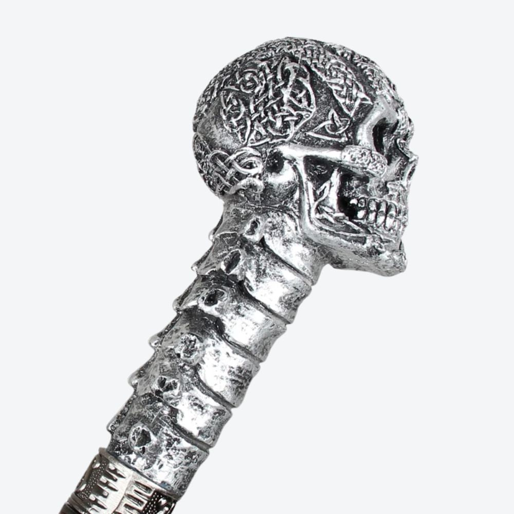 Bengala de Caveira Elegante Vintage Prateada Bastoni