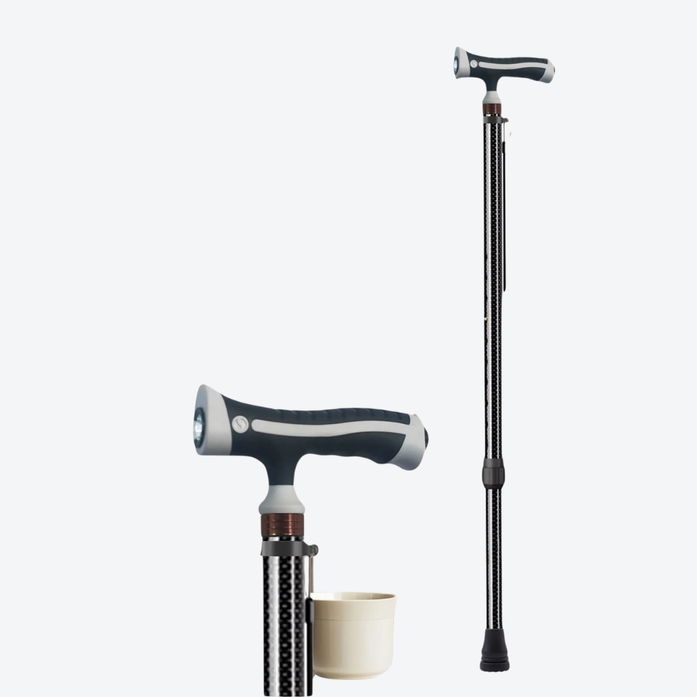 Bengala de Fibra de Carbono Ultraleve com Lanterna - Bastoni