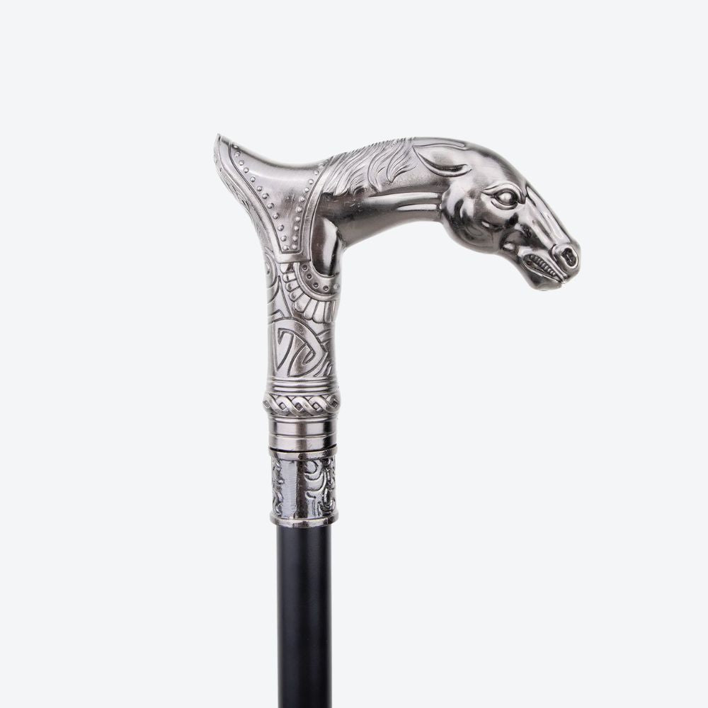 Bengala de Luxo Cavalo Dourado com cabeça de cavalo Prata - Bastoni