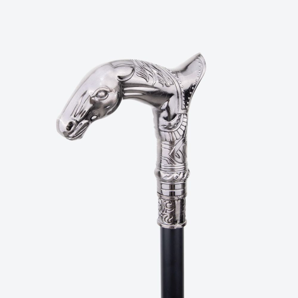 Bengala de Luxo Cavalo Dourado com cabeça de cavalo Prata - Bastoni