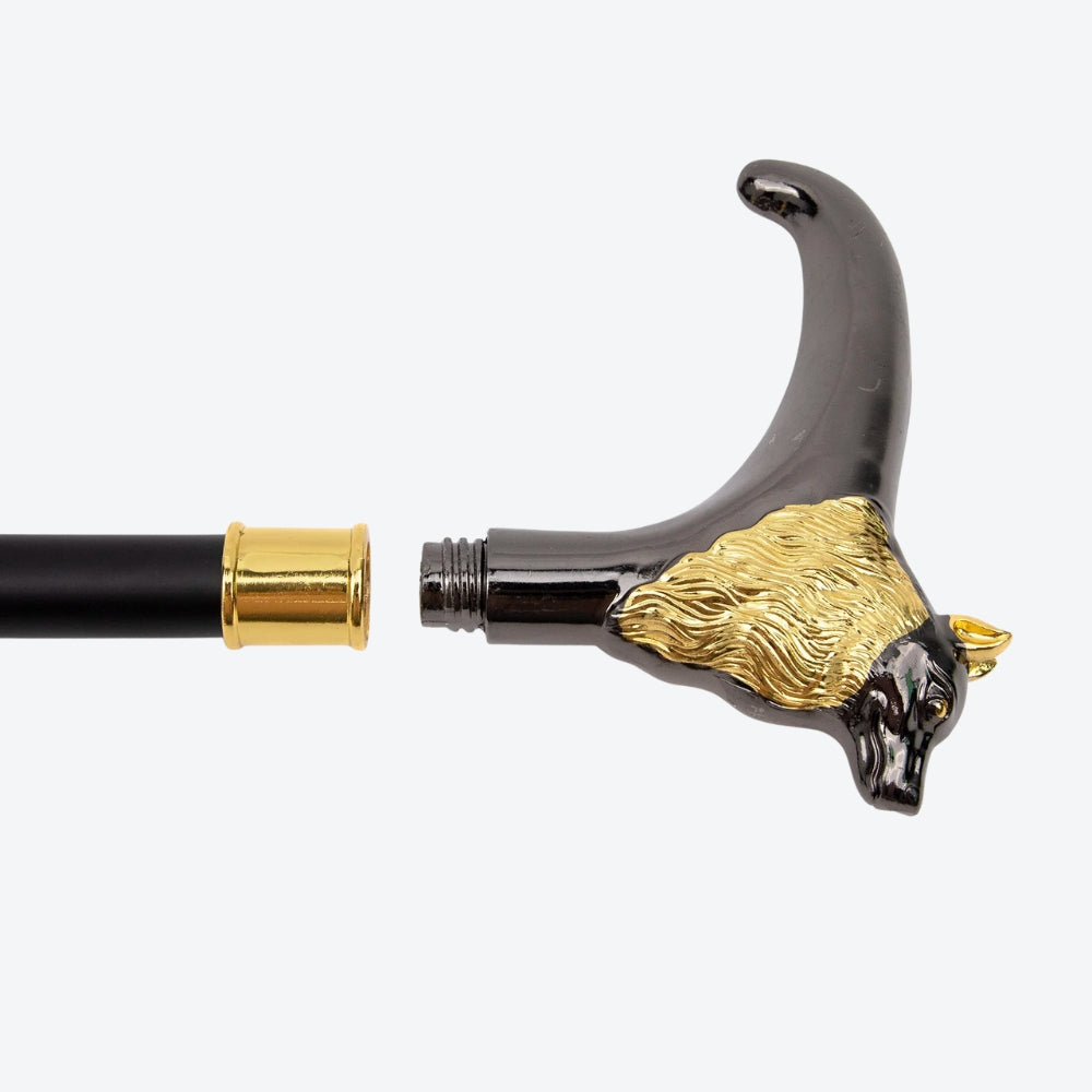 Bengala de Luxo Raposa Imperial Preto/Dourado - Bastoni