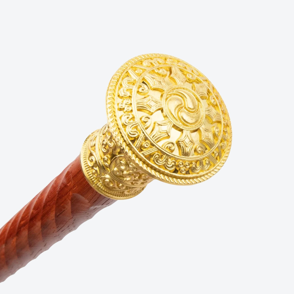 Bengala de Madeira Astro Dourado com Punho de Pega Circular - Bastoni