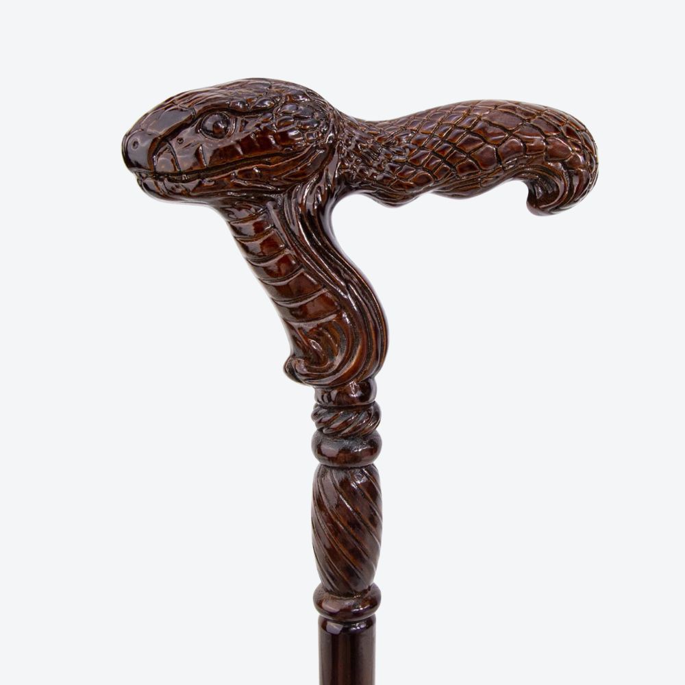 Bengala de Madeira Cobra Vintage Esculpida - Bastoni