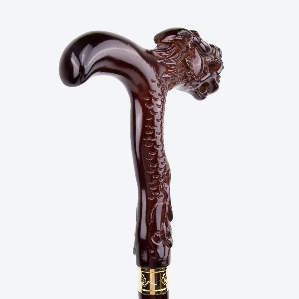 Bengala de Madeira Dragão Ancestral Vermelho - Bastoni