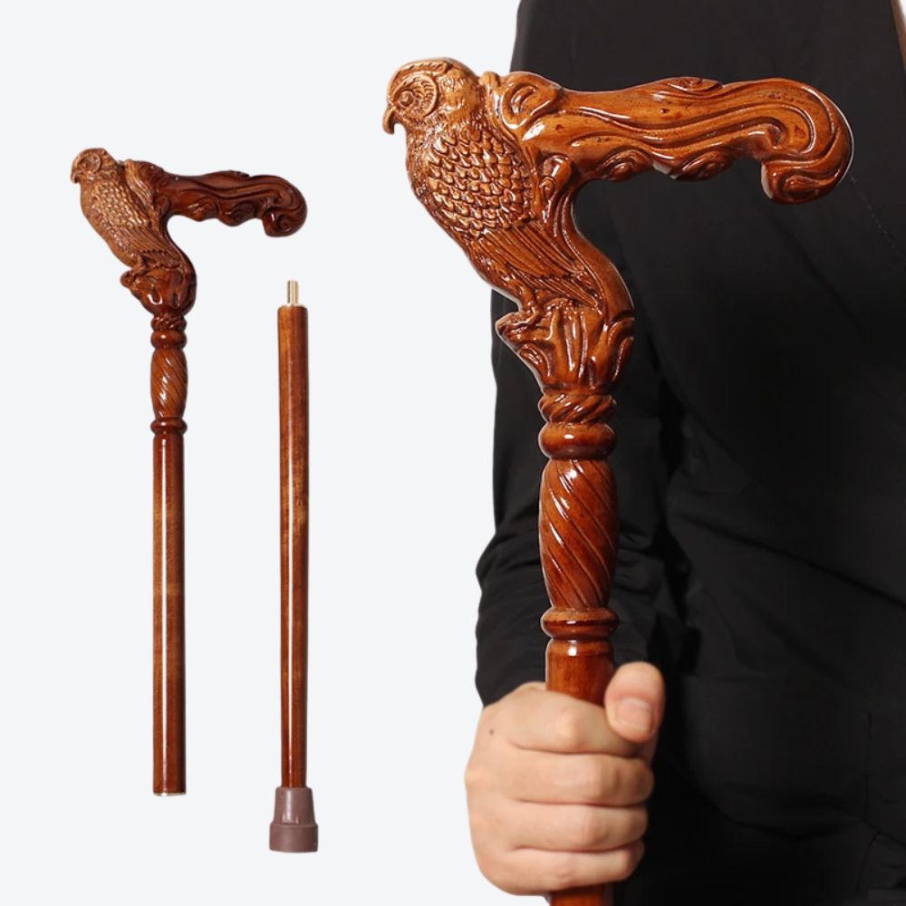 Bengala de Madeira de Faia Alemã Estilo Coruja - Bastoni