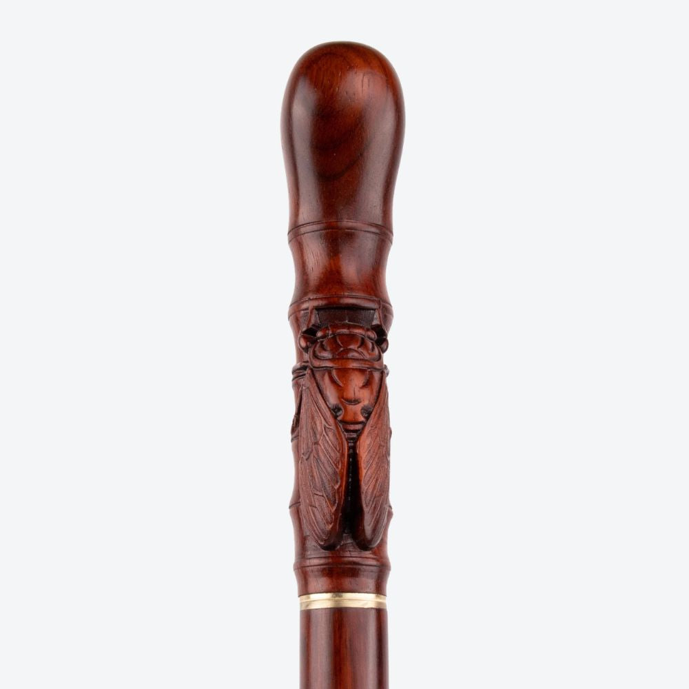 Brown Cicada Bamboo Wooden Single Joint Fashion Walking Stick Decorative Cospaly Cane Halloween Mace Crutch Wand Crosier 100cm - Bastoni