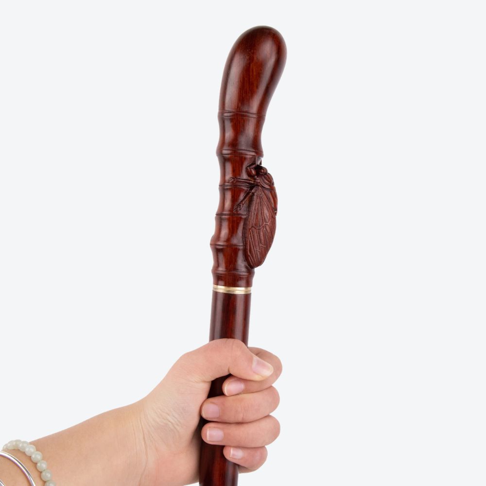 Brown Cicada Bamboo Wooden Single Joint Fashion Walking Stick Decorative Cospaly Cane Halloween Mace Crutch Wand Crosier 100cm - Bastoni
