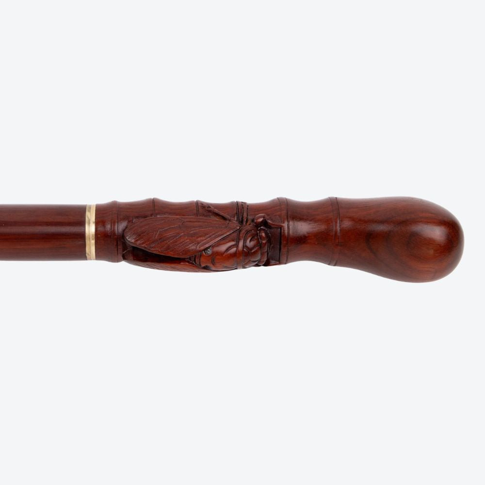 Brown Cicada Bamboo Wooden Single Joint Fashion Walking Stick Decorative Cospaly Cane Halloween Mace Crutch Wand Crosier 100cm - Bastoni