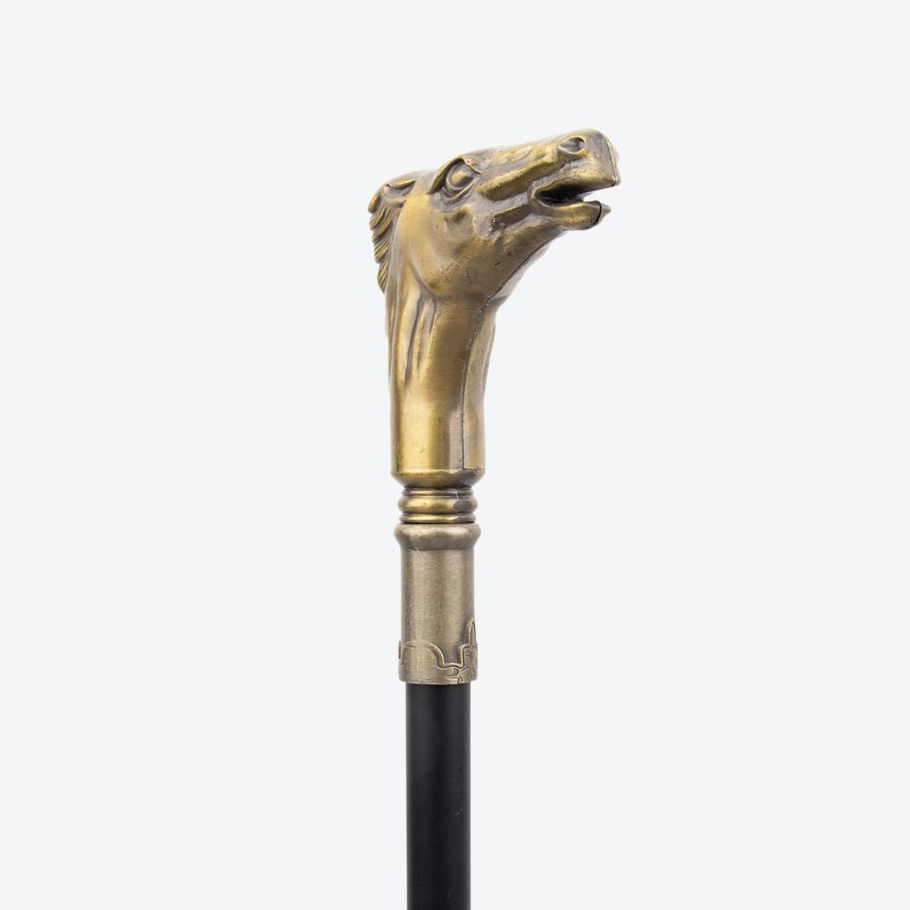 Coppery Horse Handle Luxury Pattern Walking Stick Decorative Cane For Halloween For Cosplay And Parties, For Cosplay & Party - Bastoni