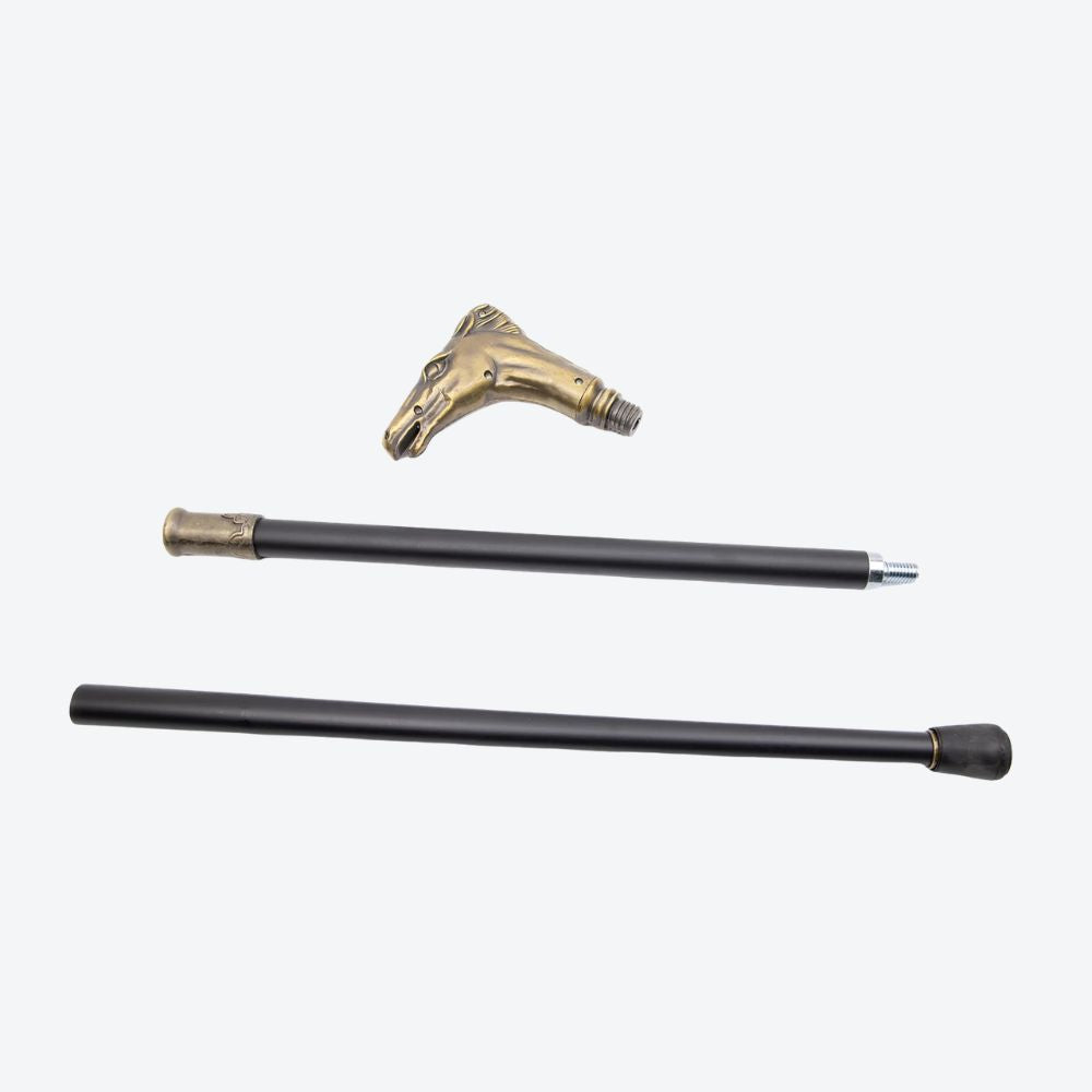 Coppery Horse Handle Luxury Pattern Walking Stick Decorative Cane For Halloween For Cosplay And Parties, For Cosplay & Party - Bastoni