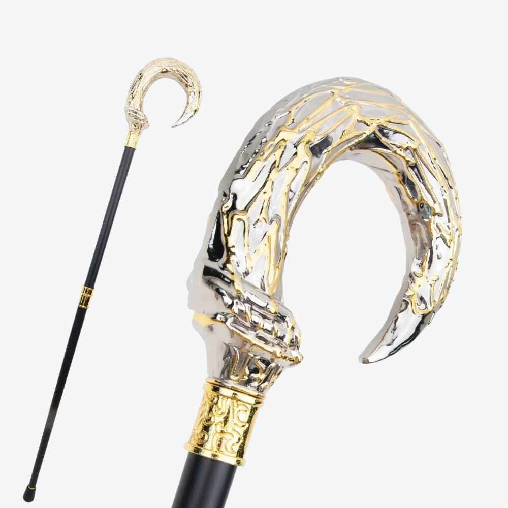 Golden White U Steampunk Walking Cane Fashion Walking Stick Gentleman Performance stage Cane 92cm Performance Stage Cane - Bastoni