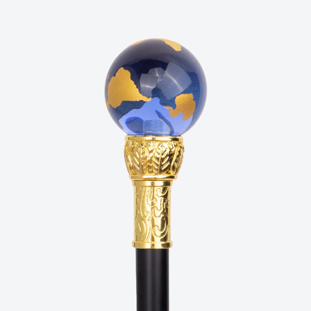 Bengala de Luxo Globo Terrestre Dourado