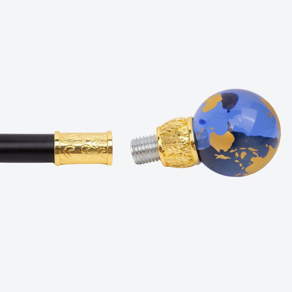 Bengala de Luxo Globo Terrestre Dourado