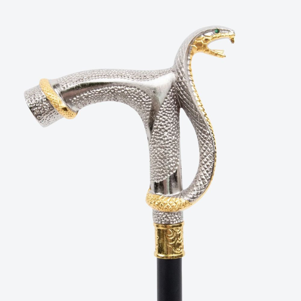 Bengala Elegante Vintage Cobra Metálica - Bastoni