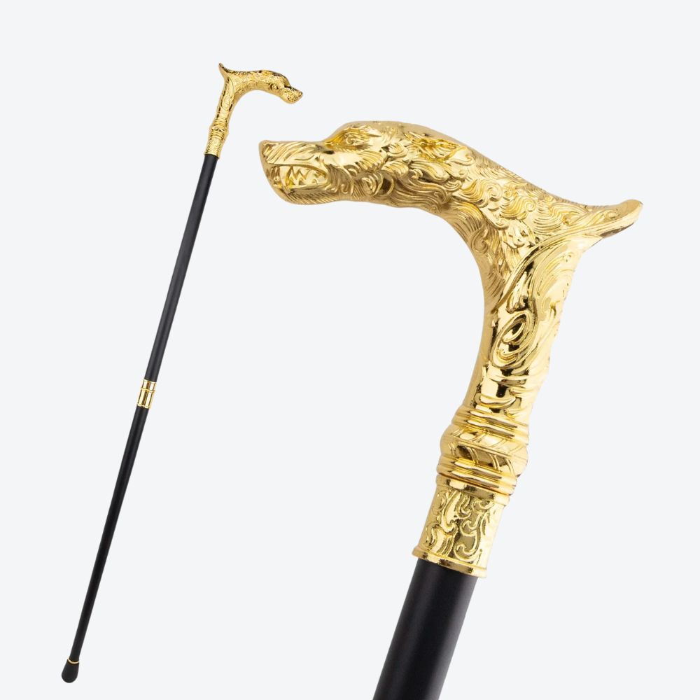 Bengala Elegante Vintage Leopardo Dourado Bastoni